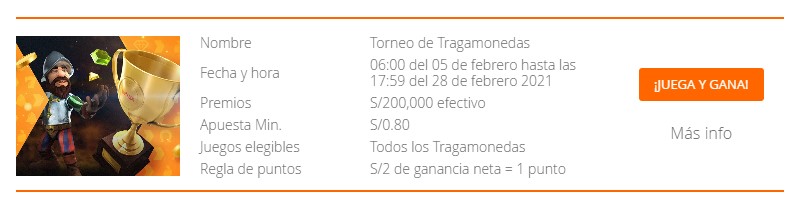 horario torneo de tragamonedas
