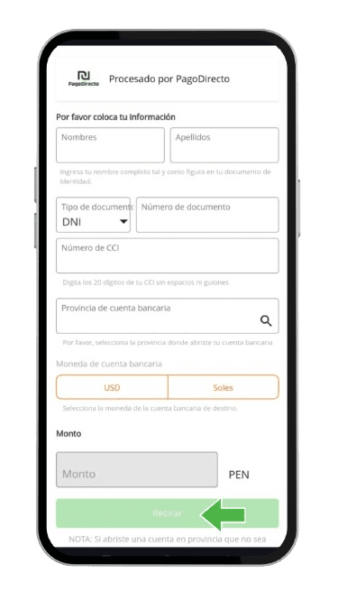 Cómo solicitar un retiro en Betsson Perú