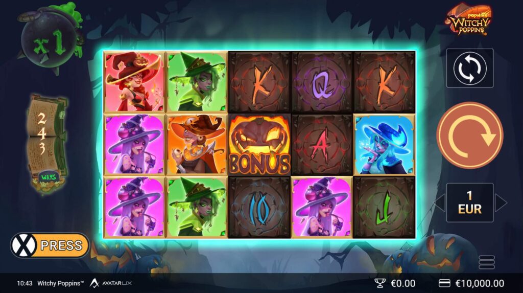 Interfaz de Witchy Poppins