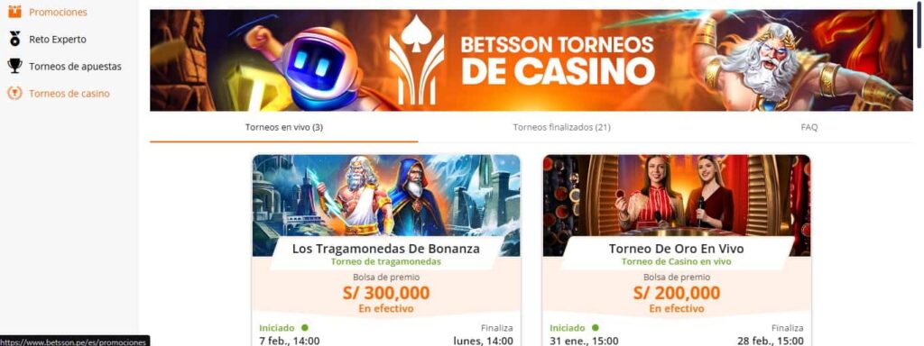 Torneos de Betsson casino online