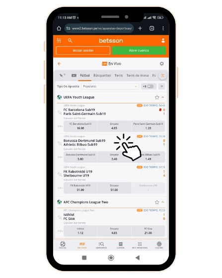Selecciona el evento o partido